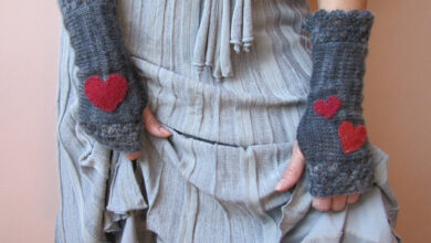 دستکش های بافتنی با طرح قلب